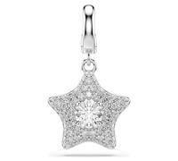Sublima charm, Round cut, Star, White, Rhodium plated