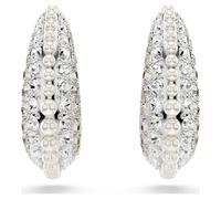 Sublima drop earrings, Crystal pearl, Round cut, Small, White, Rhodium plated