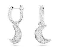 Sublima drop earrings, Moon, White, Rhodium plated