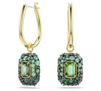 Sublima drop earrings, Octagon cut, Green, 18K gold finish