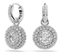 Sublima drop earrings, Round cut, White, Rhodium plated