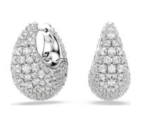 Sublima earrings, Large, White, Rhodium plated