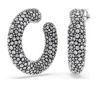 Sublima hoop earrings, Mixed round cuts, White, Rhodium plated