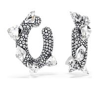 Sublima hoop earrings, Spike, White, Rhodium plated