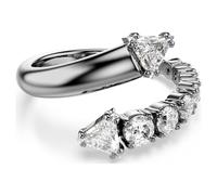 Sublima open ring, Mixed cuts, White, Ruthenium plated