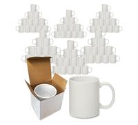 Sublimation Blank Mugs in Bulk Pack | Plain White Cups for Printing, Heat Press, DIY, Personalisation & Christmas Gifts | Mugs for Iced Coffee, Tea & Latte | 110z Ceramic Coffee Cups | Pack of 72