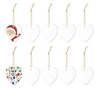 Sublimation Blanks Ceramic Ornament Christmas Tree Decor Heart Ornament DIY Unfinished Ceramic Christmas Hanging Ornaments 10pcs