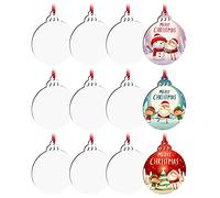 Sublimation Blanks Ornaments, 12pcs MDF Personalized Sublimation Pendant Blank Wood Discs Hard board Ornaments for DIY Christmas Decoration