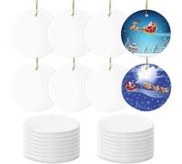 Sublimation Ceramic Ornaments - Bulk White Round Porcelain Discs for Heat Press Printing - Personalized Xmas Tree Keepsake Crafts Gift
