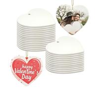 Sublimation Ceramic Ornaments Sublimation Ornament Blanks Bulk Ceramic Discs Ornament for Heat Press Printing White (25, White Heart)