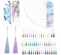 Sublimation Double Sided Bookmark Blanks - 50Pcs Metal Kit + 50 Colors Tassels, DIY Bookmarks for Book Lovers, Crafts, Reading Gifts