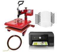 Sublimation Masks 10pk Blank Medium + Swing Heat Press & Eco Tank Printer
