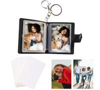 Sublimation Mini Photo Album Keychain Scrapbook with 20 Pack Blank Sheet Heat Transfer Personalized Picture Albums for DIY Craft, Black