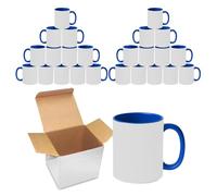 Sublimation Mugs | 11oz Blank Coloured Handle and Inner Cup with Box | Coffee Mug for Heat Press & DIY Printing | Durable Ceramic Plain Mugs for Tea, Latte, Drinks & Gift | Cambridge Blue Pack of 24