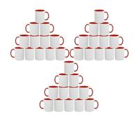 Sublimation Mugs 11oz Blank with Coloured Handle & Inner | Durable, Ceramic Mugs Perfect for Custom & DIY Printing, Gifts for Loved Ones | Available in Multiple Colour & Packs | Red Pack of 36