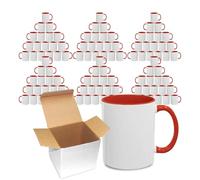 Sublimation Mugs 11oz Blank with Coloured Large Handle & Inner with Box | Durable, Ceramic Orca Finished Mugs Perfect for Custom & DIY Printing, for Loved Ones | Red Bulk Pack of 144