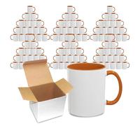 Sublimation Mugs 11oz Blank with Coloured Large Handle, Inner with Box | Durable, Ceramic Orca Finished Mugs Perfect for Custom,DIY Printing, for Loved Ones | Orange Bulk Pack of 144