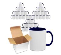 Sublimation Mugs 11oz Blank with Coloured Large Handle & Inner with Box | Durable, Ceramic Orca Finished Mugs Perfect for Custom & DIY Printing, for Loved Ones | Navy Blue Bulk Pack of 36