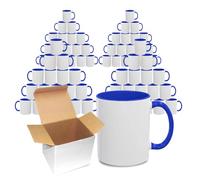 Sublimation Mugs 11oz Blank with Coloured Large Handle & Inner with Box | Durable, Ceramic Orca Finished Mugs Perfect for Custom & DIY Printing, for Loved Ones | Medium Blue Pack of 72