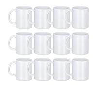 Sublimation Mugs Set of 12 | Plain White Coffee Mugs 11oz with Large Handle | Blank Ceramic Cups for Sublimation Printing, Tea, Coffee, Milk, Hot Chocolate | Safe Packaging with Smash Proof Box