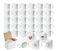Sublimation Mugs, White Coffee Mugs 11oz Sublimation Coffee Cups AAA Coating Ceramic Mugs with Large Handle, Blanks White Mugs Set with Gift Boxes (36)