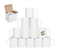 Sublimation Mugs, White Coffee Mugs 11oz Sublimation Coffee Cups AAA Coating Ceramic Mugs with Large Handle, Blanks White Mugs Set with Gift Boxes (12)
