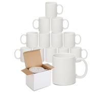 Sublimation Mugs with Boxes | Plain White Large Handle High Gloss Orca Coated, Ceramic Mug for Coffee & Tea | Ideal for Gifting & DIY Projects, Heat Press Printing Mugs 11oz (Pack of 12)