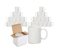 Sublimation Mugs with Boxes | Plain White Large Handle High Gloss Orca Coated, Ceramic Mug for Coffee & Tea | Ideal for Gifting & DIY Projects, Heat Press Printing Mugs 11oz (Pack of 24)