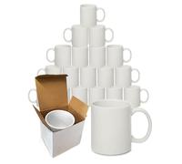 Sublimation Mugs with Boxes | Plain White Large Handle High Gloss Orca Coated, Ceramic Mug for Coffee & Tea | Ideal for Gifting & DIY Projects, Heat Press Printing Mugs 11oz (Pack of 18)