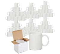 Sublimation Mugs with Boxes | Plain White Large Handle High Gloss Orca Coated, Ceramic Mug for Coffee & Tea | Ideal for Gifting & DIY Projects, Heat Press Printing Mugs 11oz (Pack of 72)