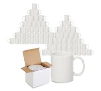 Sublimation Mugs with Boxes | Plain White Large Handle High Gloss Orca Coated, Ceramic Mug for Coffee & Tea | Ideal for Gifting & DIY Projects, Heat Press Printing Mugs 11oz (Pack of 144)