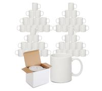 Sublimation Mugs with Boxes | Plain White Large Handle High Gloss Orca Coated, Ceramic Mug for Coffee & Tea | Ideal for Gifting & DIY Projects, Heat Press Printing Mugs 11oz (Pack of 48)
