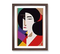 Sublime Abstract Geisha Framed Print | A4 Walnut Framed Wall Art | Ready to Hang | Abstract Fantasy Picture | Living Room Bedroom Lounge Office