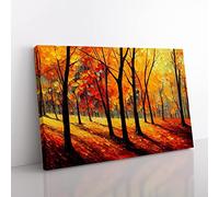Sublime Autumn Forest Vol.1 Abstract Canvas Wall Art Print Ready to Hang, Framed Picture for Living Room Bedroom Home Office Décor, 76x50 cm (30x20 Inch)