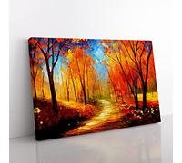 Sublime Autumn Forest Vol.3 Abstract Canvas Wall Art Print Ready to Hang, Framed Picture for Living Room Bedroom Home Office Décor, 60x40 cm (24x16 Inch)