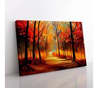 Sublime Autumn Forest Vol.4 Abstract Canvas Wall Art Print Ready to Hang, Framed Picture for Living Room Bedroom Home Office Décor, 50x35 cm (20x14 Inch)