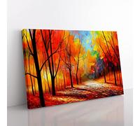 Sublime Autumn Forest Vol.6 Abstract Canvas Wall Art Print Ready to Hang, Framed Picture for Living Room Bedroom Home Office Décor, 76x50 cm (30x20 Inch)