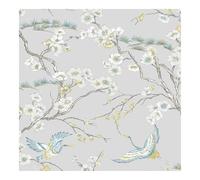 Sublime Black Japan Floral and Fauna Tropical Wallpaper | Paste the Wall Application | Grey Floral