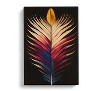 Sublime Feather Black, Peach, Red Canvas Print | Gallery Wrapped 30mm Frame Wall Art | 30x20 inches | Ready to Hang | Contemporary Still Life Picture | Living Room Bedroom Lounge Office
