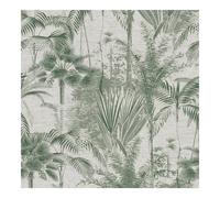Sublime Jungle Texture Floral Green Wallpaper In White White