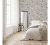 Sublime Kranes Floral Neutral Wallpaper in White | Size: 10000mm x 520mm Sublime White 10000mm x 520mm