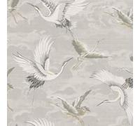 Sublime Kranes Floral Neutral Wallpaper | Paste the Wall Application | White Floral | 10M Roll