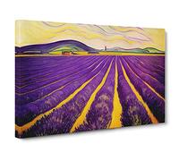 Sublime Lavender Flower Field Canvas Print | Gallery Wrapped 30mm Frame Wall Art | 30x20 inches | Ready to Hang | Contemporary Floral Picture | Living Room Bedroom Lounge Office