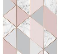 Sublime Marble Pink Metallic Effect Geometric Smooth Wallpaper