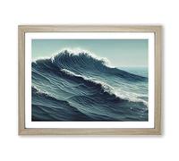 Sublime Ocean Wave H1022 Framed Print for Living Room Bedroom Home Office Décor, Wall Art Picture Ready to Hang, Oak A2 Frame (64 x 46 cm)