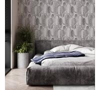 Sublime Oval Shapes Geometric Grey Wallpaper In White White 10000mm_x_520mm