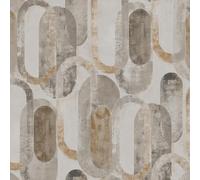 SUBLIME OVAL SHAPES SAND GOLD WALLPAPER, Grey