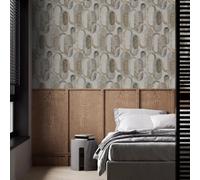 Sublime Oval Shapes Sand Gold/grey Geometric Wallpaper