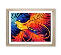 Sublime Phoenix Bird Abstract H1022 Framed Print for Living Room Bedroom Home Office Décor, Wall Art Picture Ready to Hang, Oak A2 Frame (64 x 46 cm)