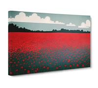 Sublime Poppy Field Flowers Canvas Print | Gallery Wrapped 30mm Frame Wall Art | 30x20 inches | Ready to Hang | Contemporary Floral Picture | Living Room Bedroom Lounge Office
